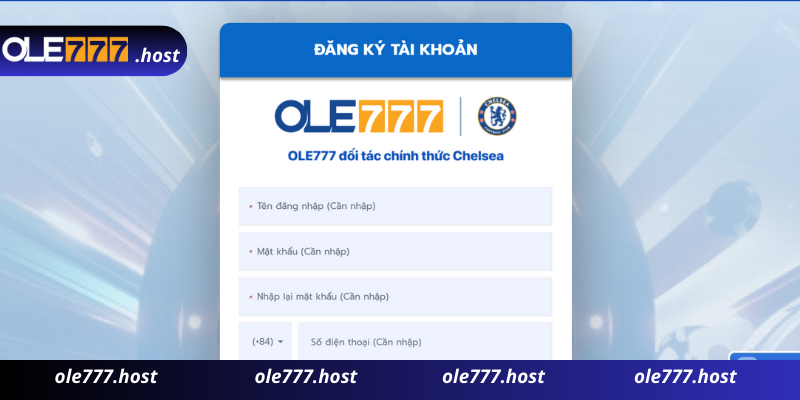 Điền tất cả thông tin tạo tài khoản Ole777 theo mẫu form